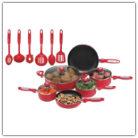 Chef's Secret® 16-Piece Red Aluminum Pots and Pans Set