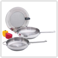 Maxam® 3-Piece Stainless Steel Fry Pans and Splatter Screen Cookware Set