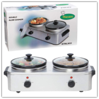 Maxam® 5-Quart Stainless and Ceramic Two Pot Slow Cooker
