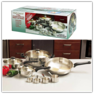 Chef's Secret® 11-Piece Stainless Steel Cookware Set with Glass Lids