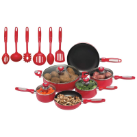 Chef's Secret® 16-Piece Red Aluminum Pots and Pans Set