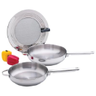 Maxam® 3-Piece Stainless Steel Fry Pans and Splatter Screen Cookware Set