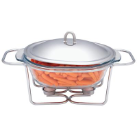 Maxam® Stainless Steel and Glass Oval Food Warmer Set