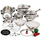 28-Piece 12-Element Stainless Steel Waterless Cookware Set